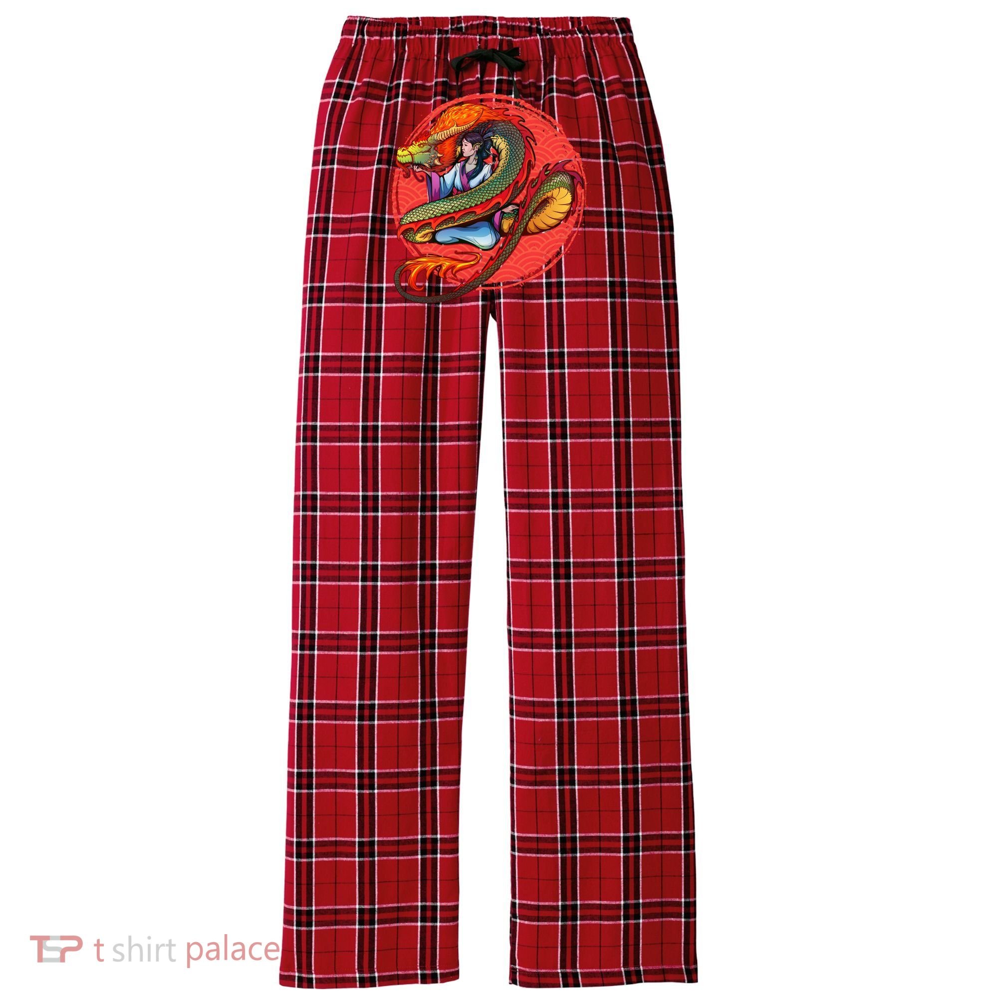 Fire Dragon Warrior Woman Women's Flannel Plaid Pajama Pants