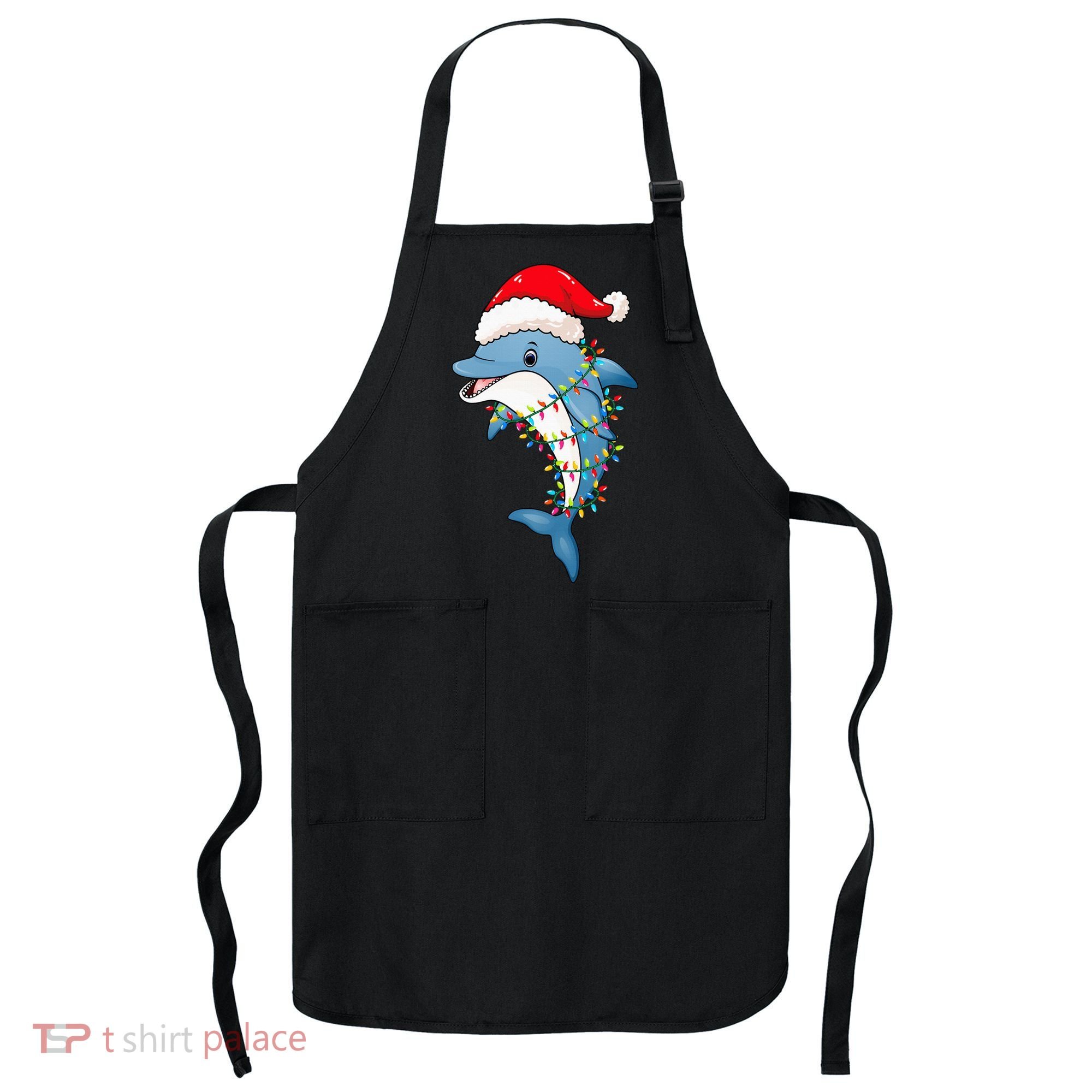 Festive Dolphin with Christmas Lights Apron