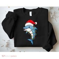 Festive Dolphin with Christmas Lights Sweatshirt thumb 2