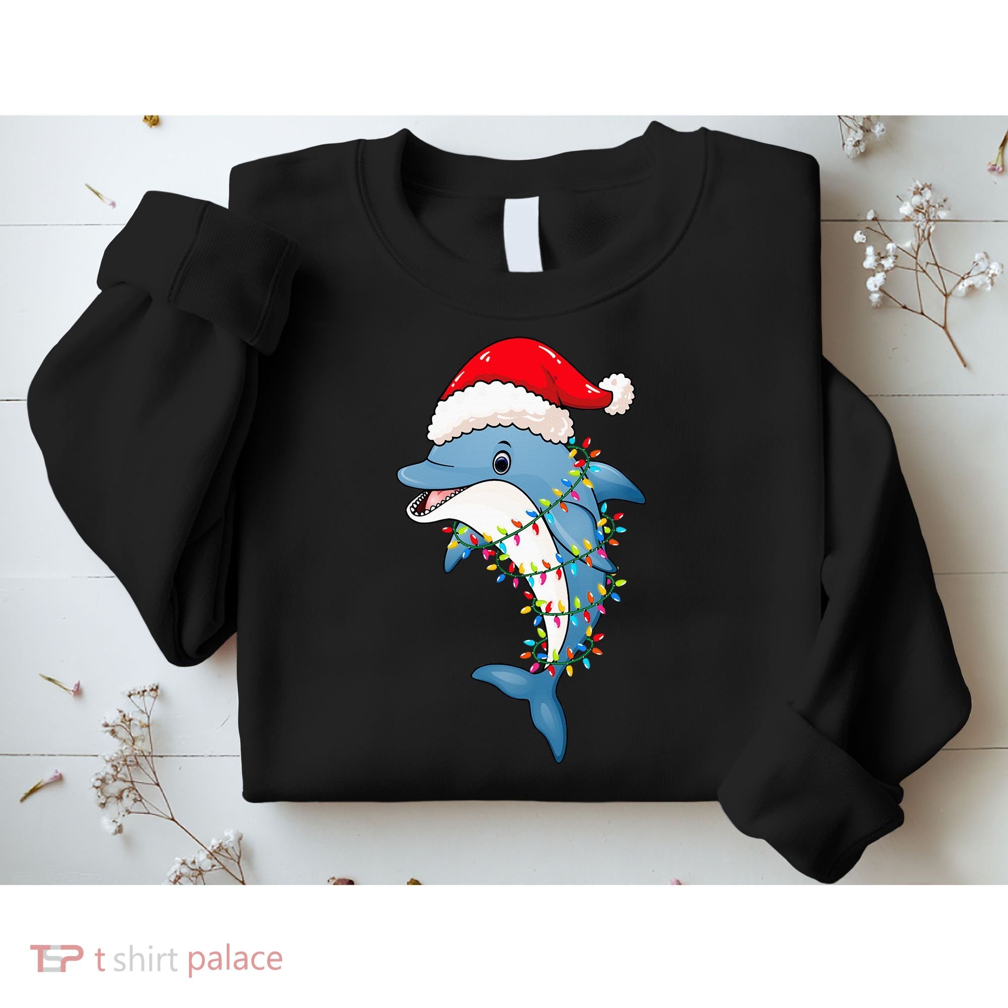 Festive Dolphin with Christmas Lights Sweatshirt