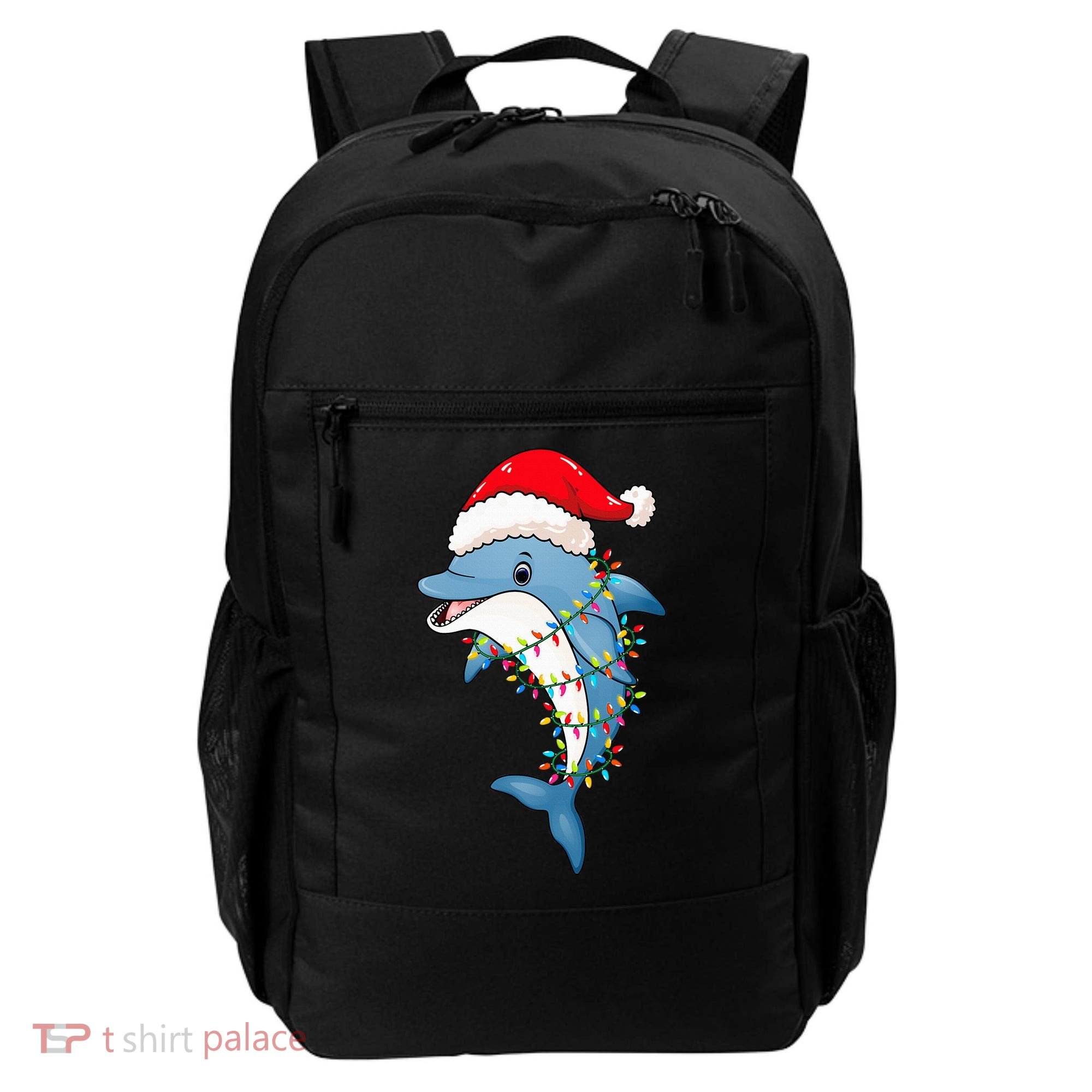Festive Dolphin with Christmas Lights Backpack