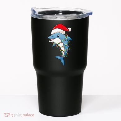 Festive Dolphin with Christmas Lights Tumbler