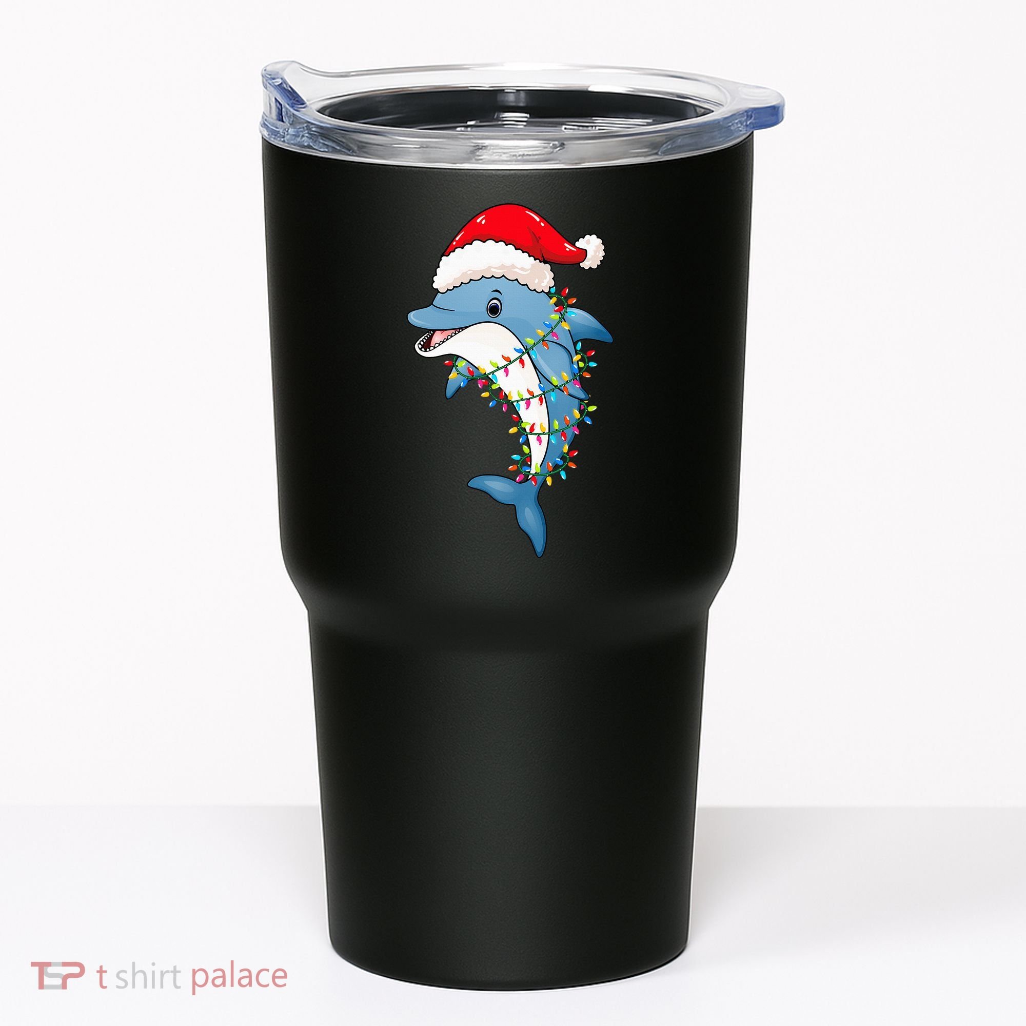 Festive Dolphin with Christmas Lights Tumbler