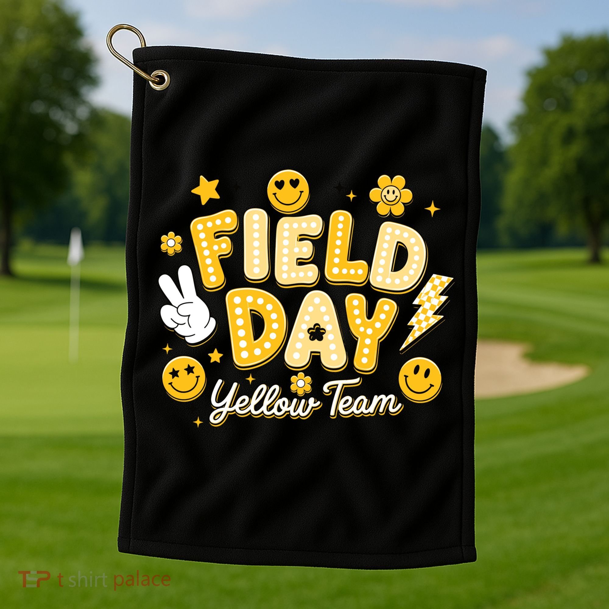 Field Day Yellow Team School Game Competiion Golf Towel