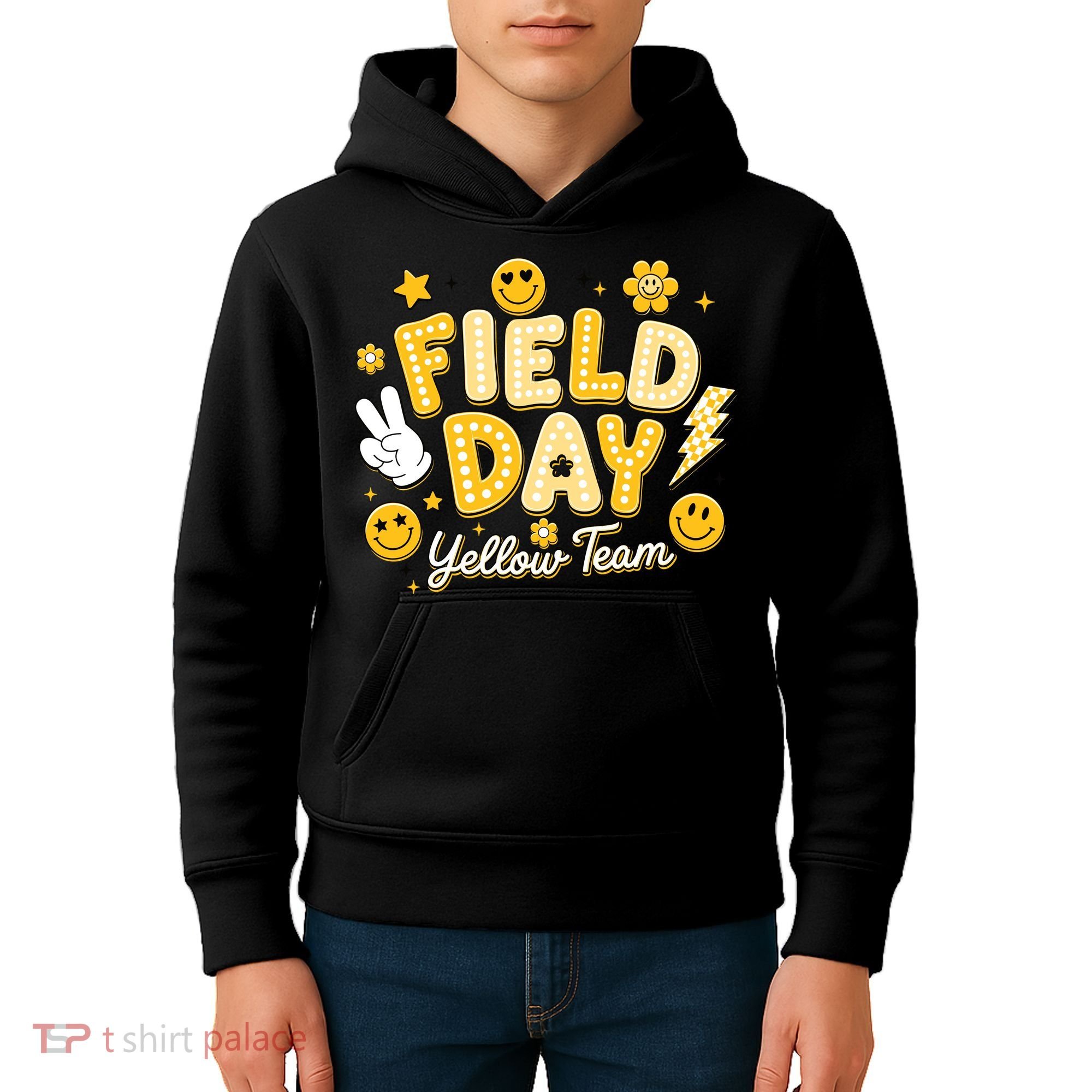 Field Day Yellow Team School Game Competiion Kids Hoodie
