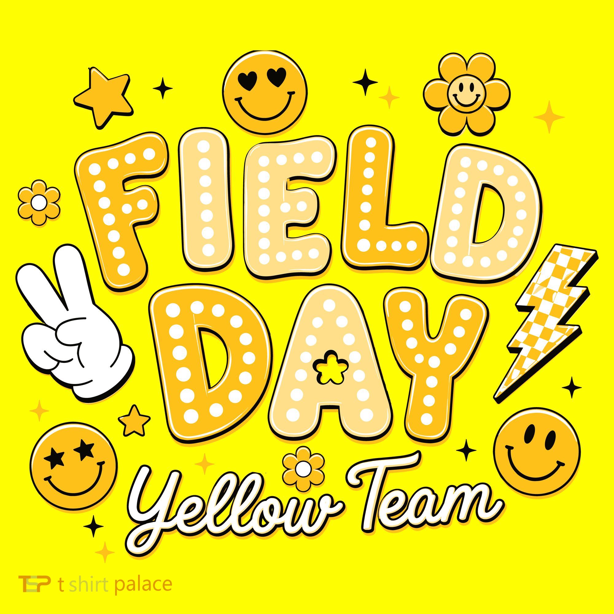 Field Day Yellow Team School Game Competiion Button
