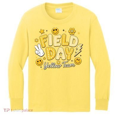 Field Day Yellow Team School Game Competiion Kids Long Sleeve Shirt