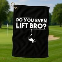 Funny Do You Even Lift Bro Gift Cute Skiing Lover Cool Gift Golf Towel thumb 1