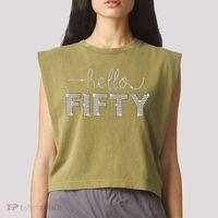 Fifty EST 1973 Born In 1973 50th Birthday Garment-Dyed Women's Muscle Tee thumb 2