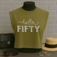 Fifty EST 1973 Born In 1973 50th Birthday Garment-Dyed Women's Muscle Tee thumb 3