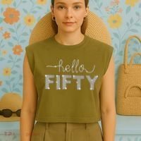 Fifty EST 1973 Born In 1973 50th Birthday Garment-Dyed Women's Muscle Tee thumb 4