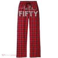 Fifty EST 1973 Born In 1973 50th Birthday Women's Flannel Plaid Pajama Pants thumb 0