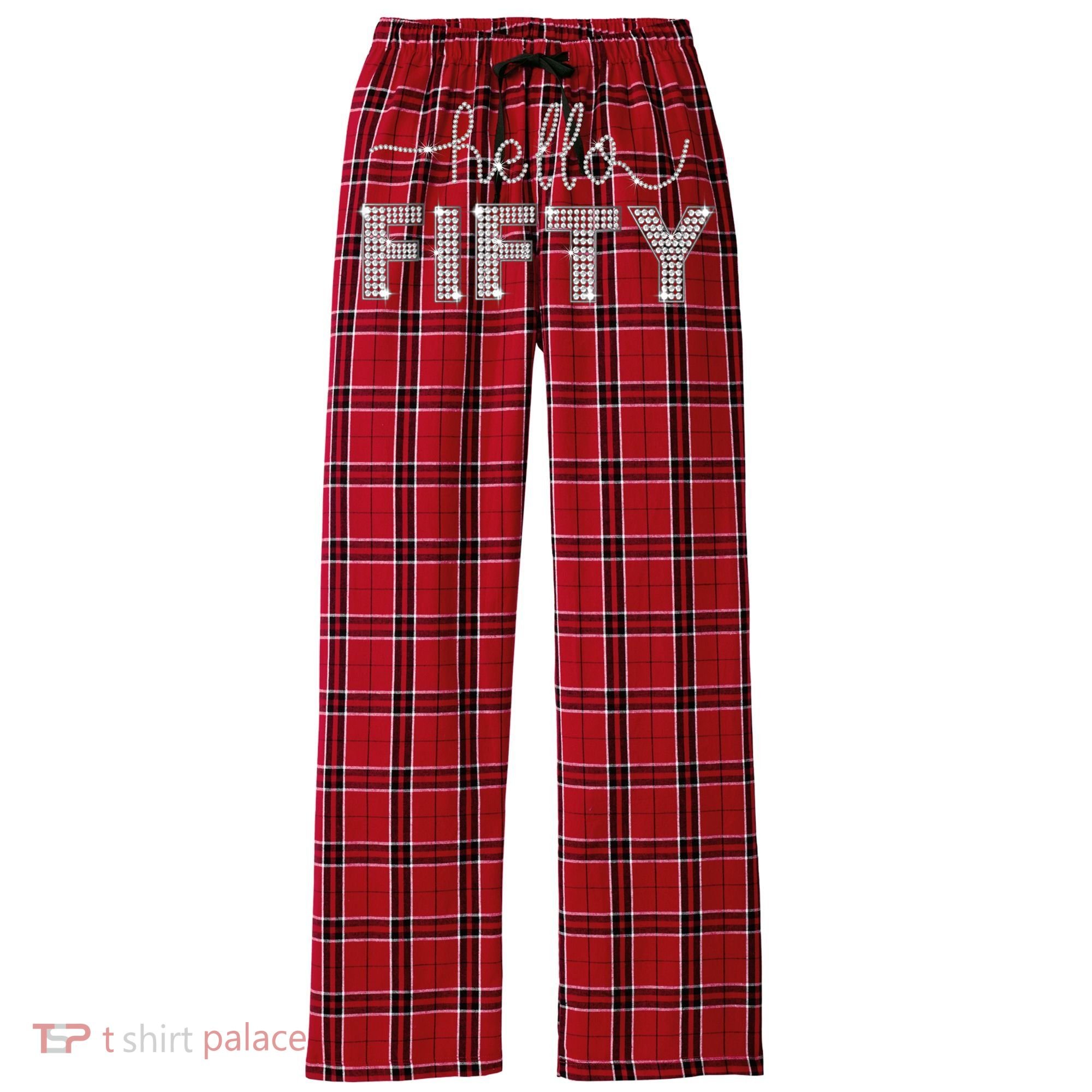 Fifty EST 1973 Born In 1973 50th Birthday Women's Flannel Plaid Pajama Pants