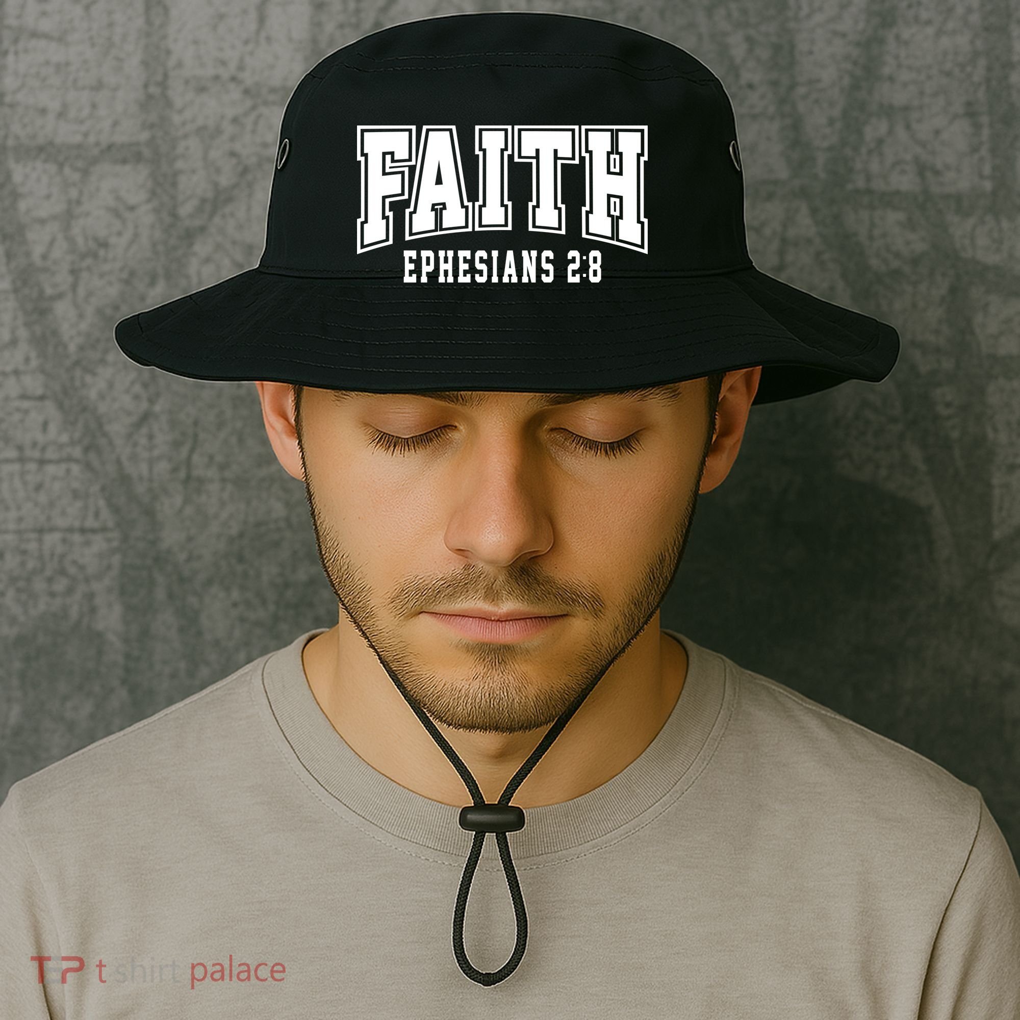 Faith Ephesians 2:8 Bible Verse Christian Bucket Hat