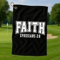 Faith Ephesians 2:8 Bible Verse Christian Golf Towel thumb 1