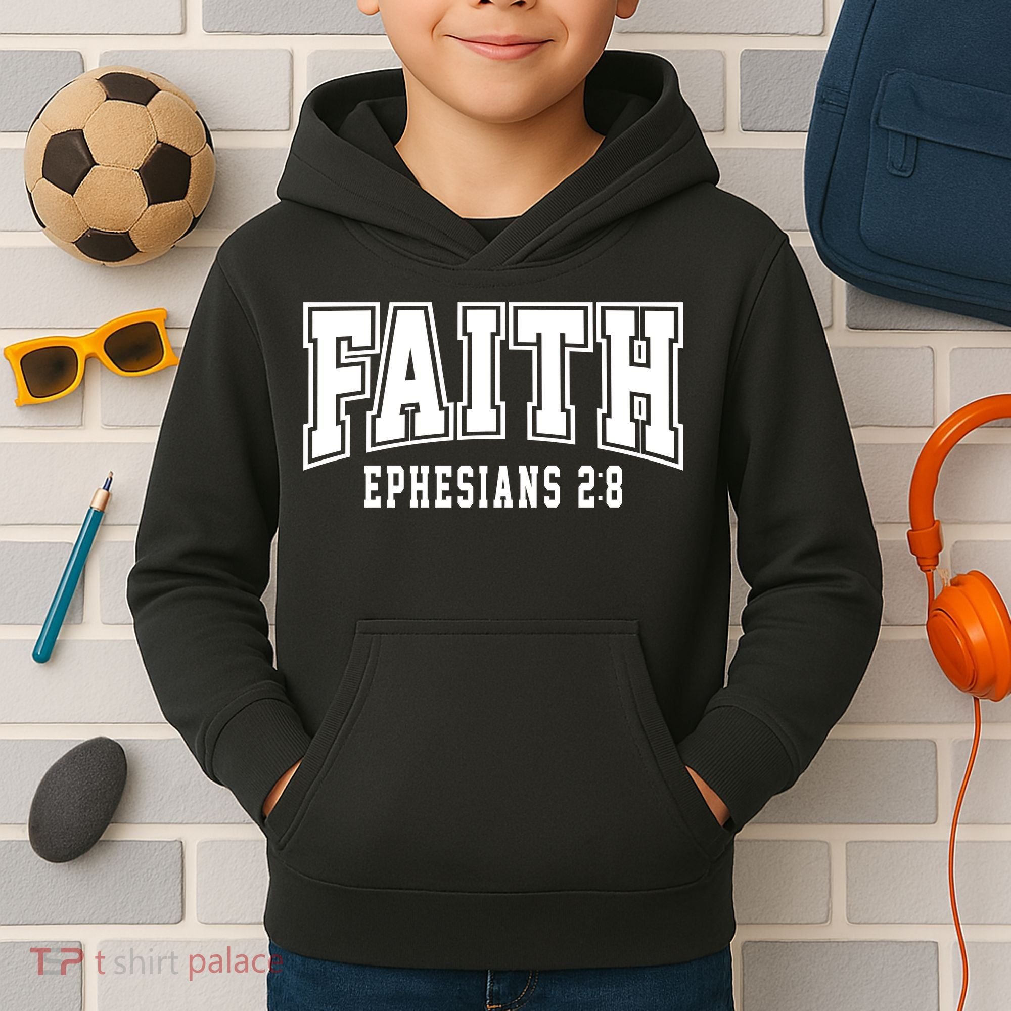 Faith Ephesians 2:8 Bible Verse Christian Kids Hoodie