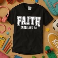 Faith Ephesians 2:8 Bible Verse Christian Kids T-Shirt thumb 3