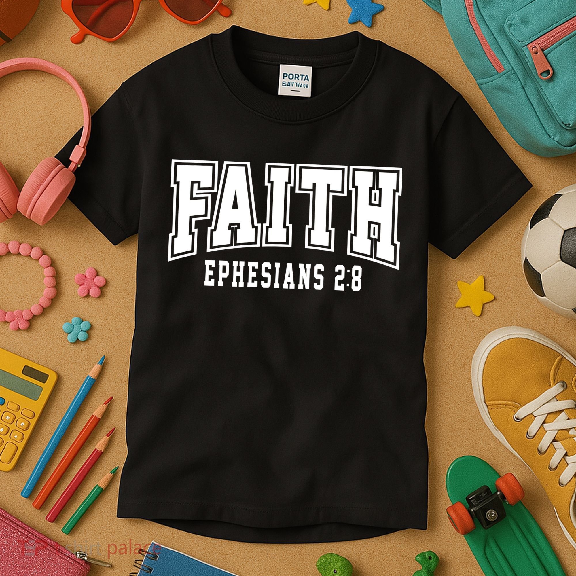 Faith Ephesians 2:8 Bible Verse Christian Kids T-Shirt
