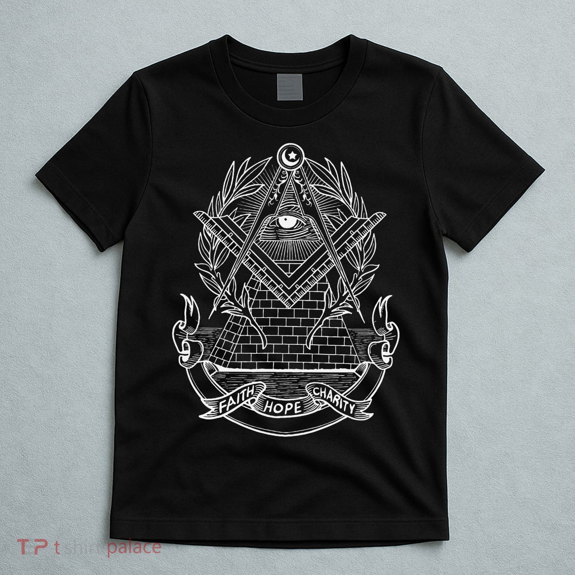 Freemason Emblem All Seeing Eye Faith Hope Charity T-Shirt