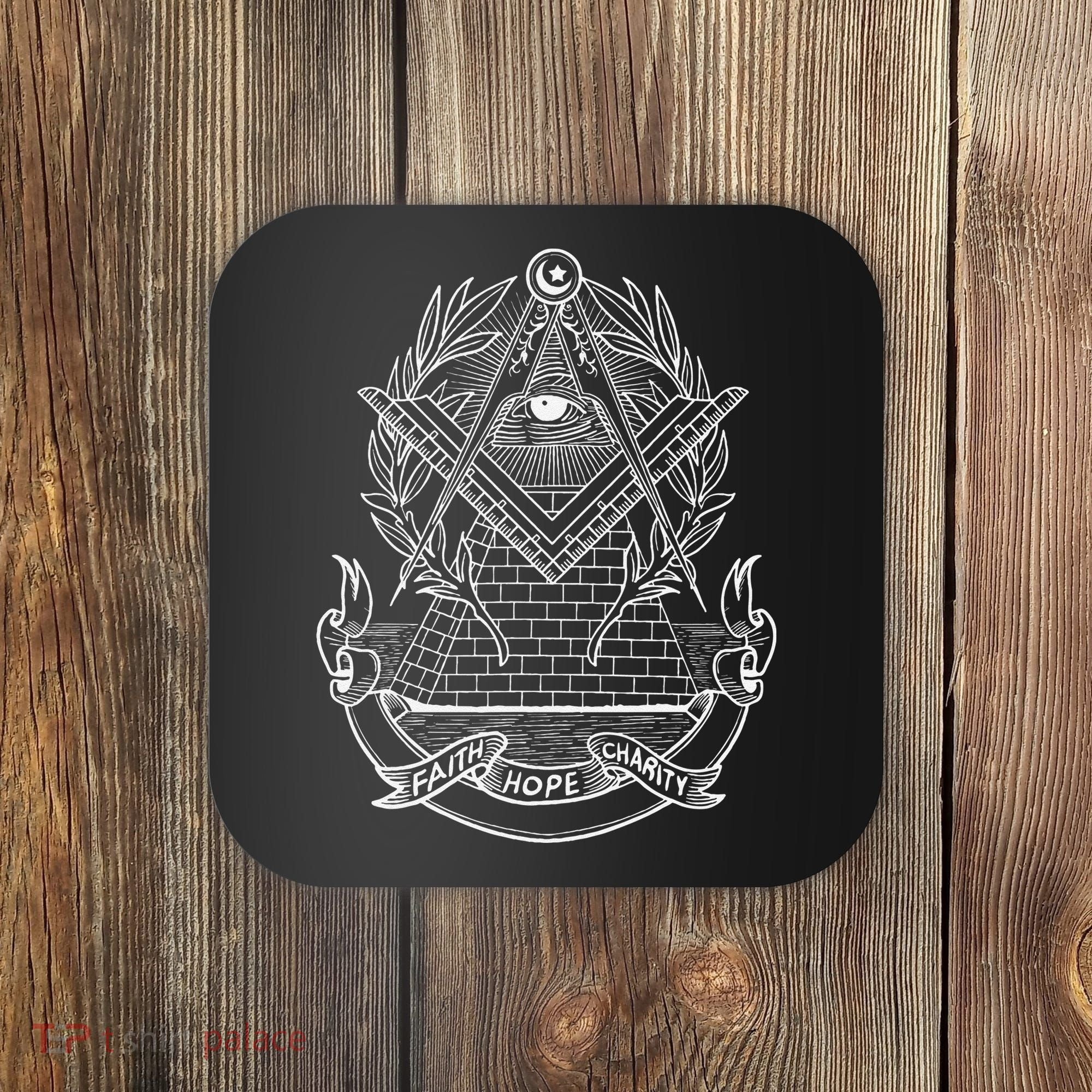 Freemason Emblem All Seeing Eye Faith Hope Charity Coaster