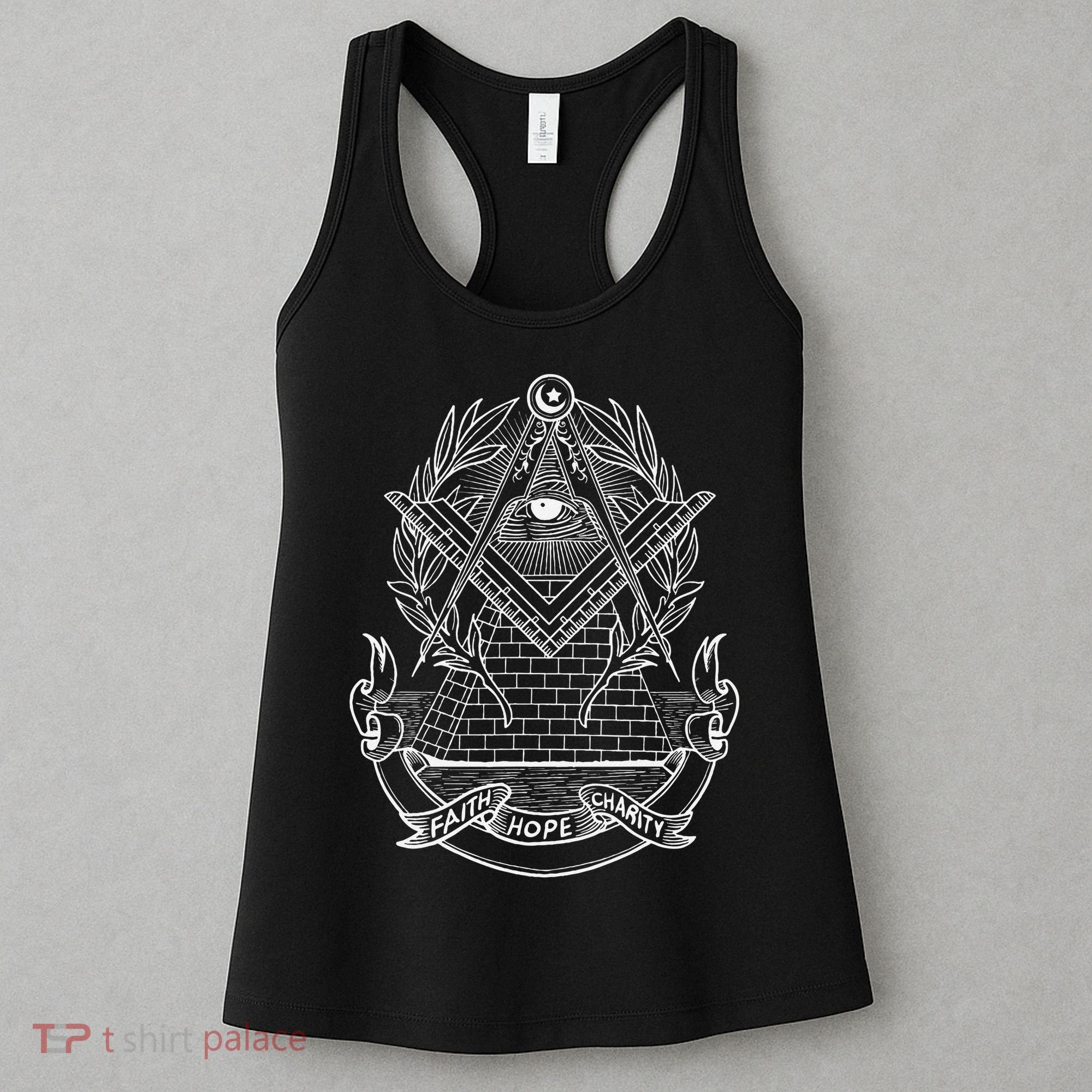 Freemason Emblem All Seeing Eye Faith Hope Charity Women's Tank Top