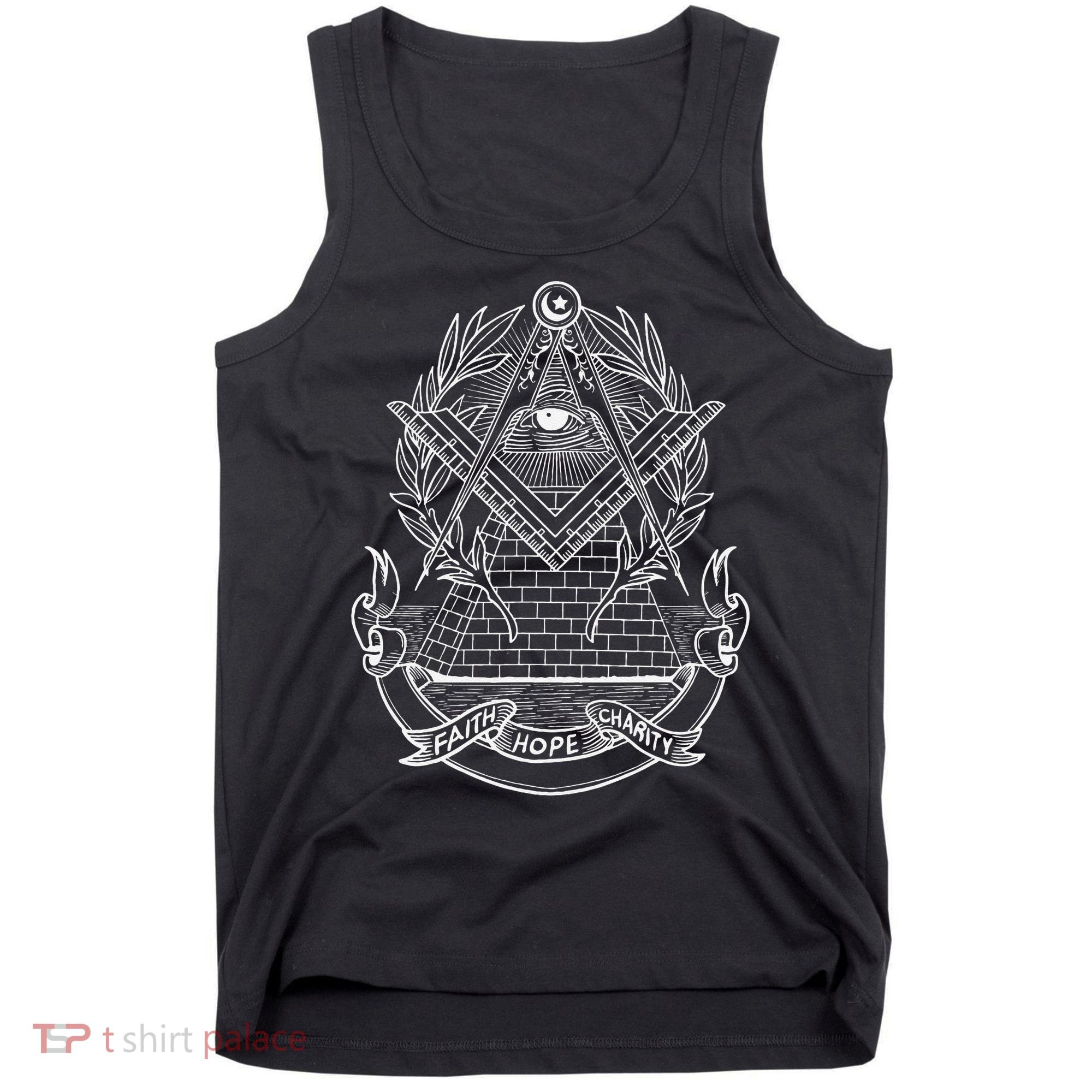 Freemason Emblem All Seeing Eye Faith Hope Charity Tank Top