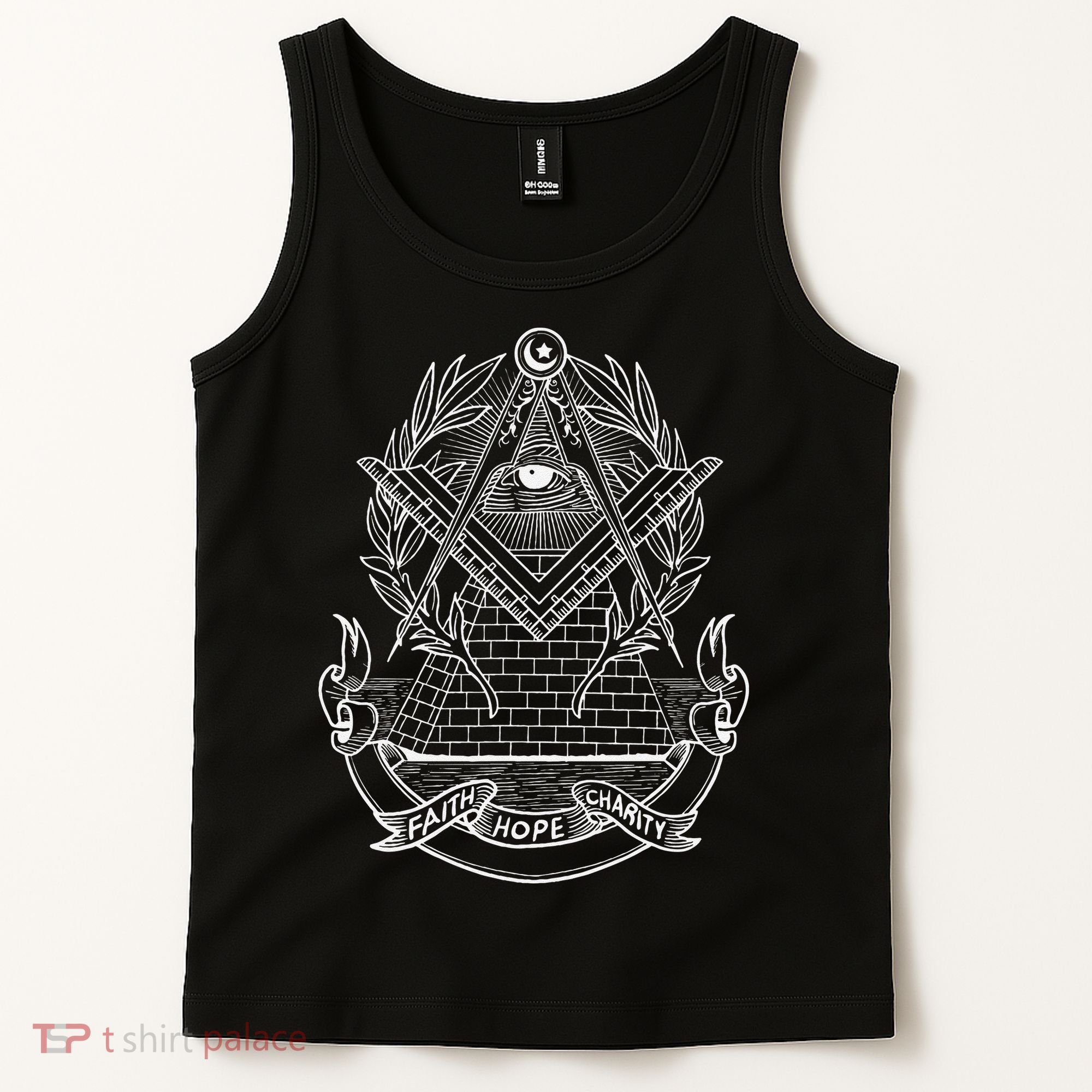 Freemason Emblem All Seeing Eye Faith Hope Charity Tank Top