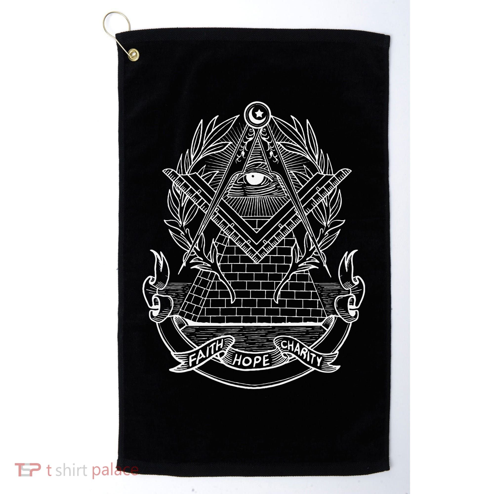 Freemason Emblem All Seeing Eye Faith Hope Charity Golf Towel