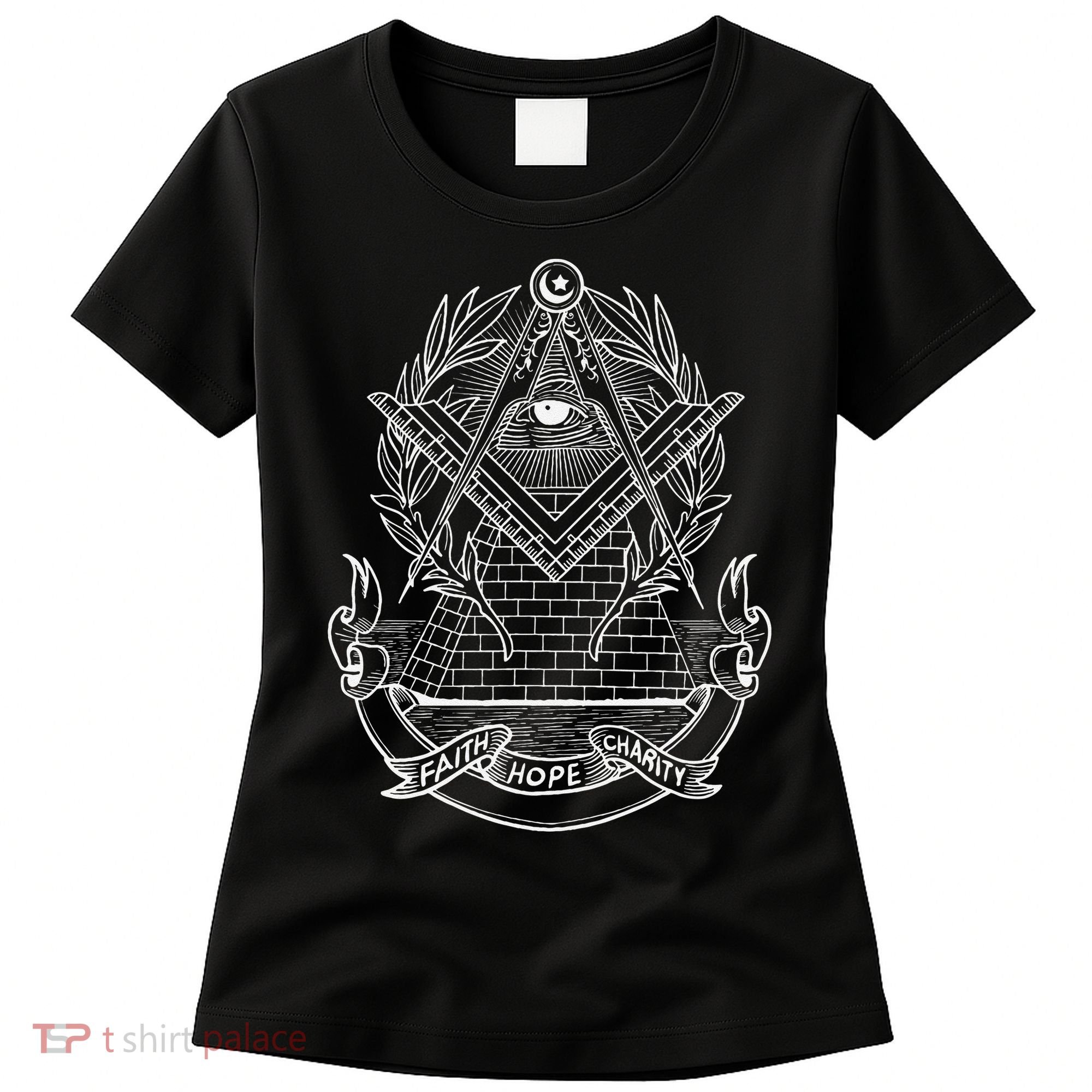 Freemason Emblem All Seeing Eye Faith Hope Charity Women's T-Shirt