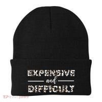 Funny Expensive And Difficult Leopard Sassy Mom Sarcastic Beanie thumb 0