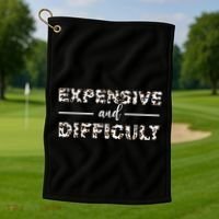 Funny Expensive And Difficult Leopard Sassy Mom Sarcastic Golf Towel thumb 1