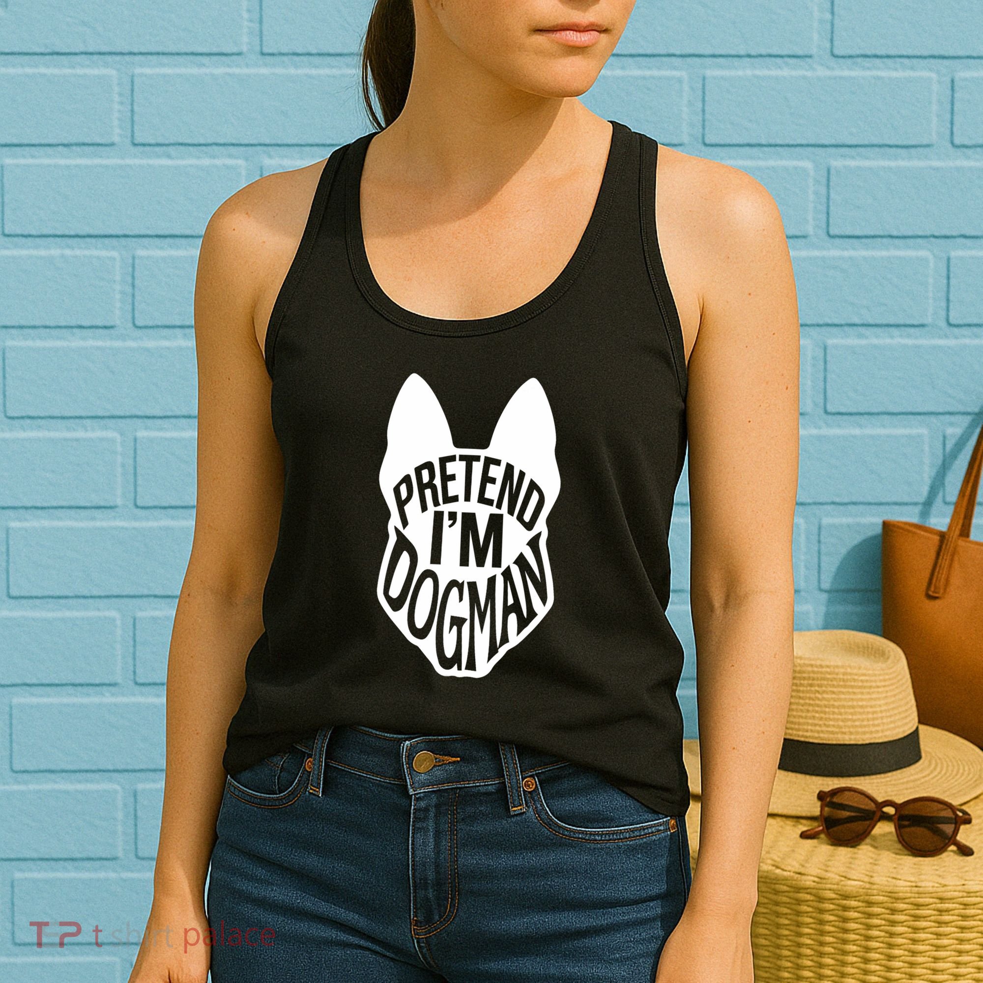 Funny Easy Adult Halloween Costumes Pretend I'm Dogman Women's Tank Top