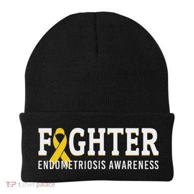 Fighter Endometriosis Awareness Month Ribbon Endo Warrior Beanie