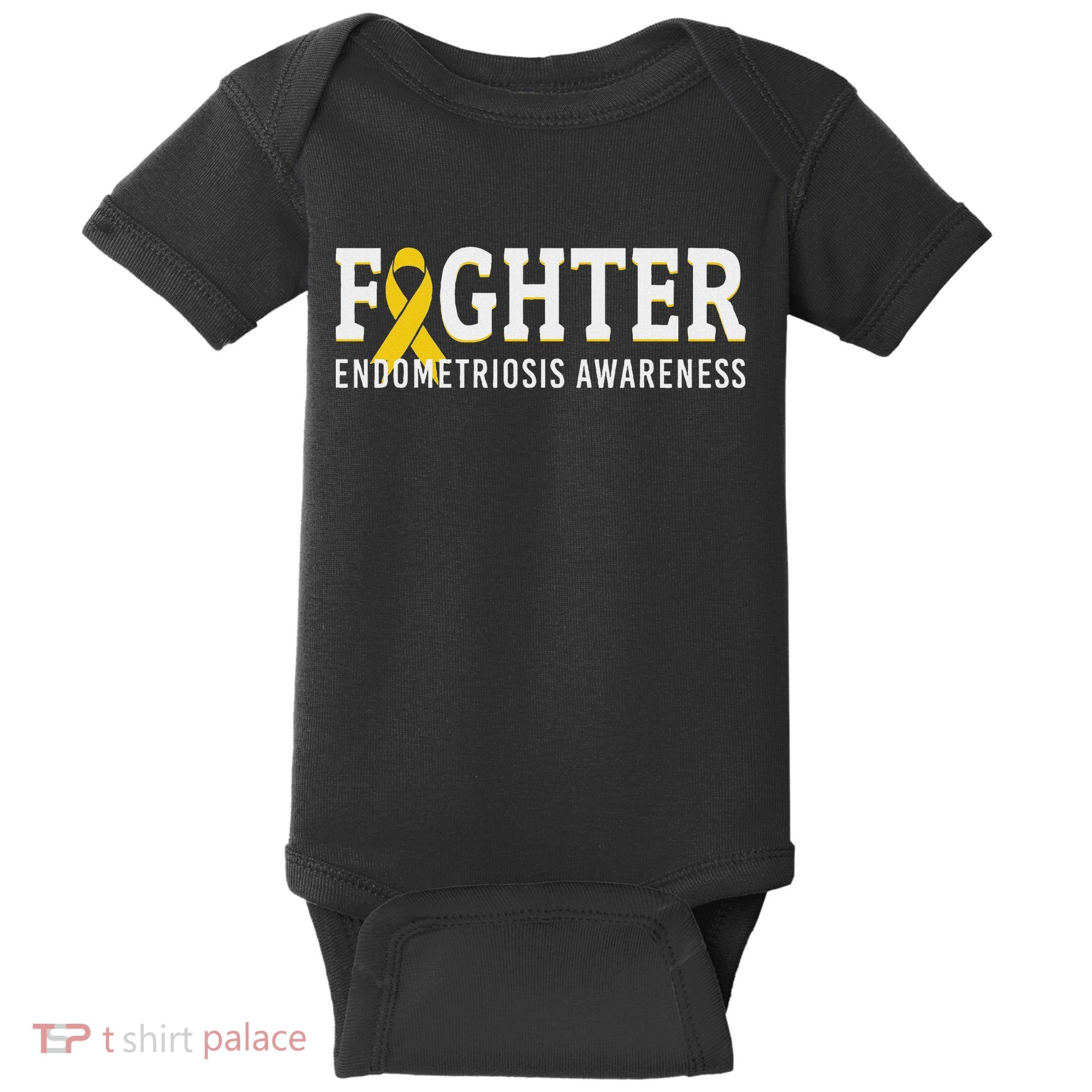Fighter Endometriosis Awareness Month Ribbon Endo Warrior Baby Bodysuit