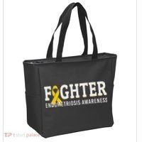 Fighter Endometriosis Awareness Month Ribbon Endo Warrior Tote Bag thumb 2