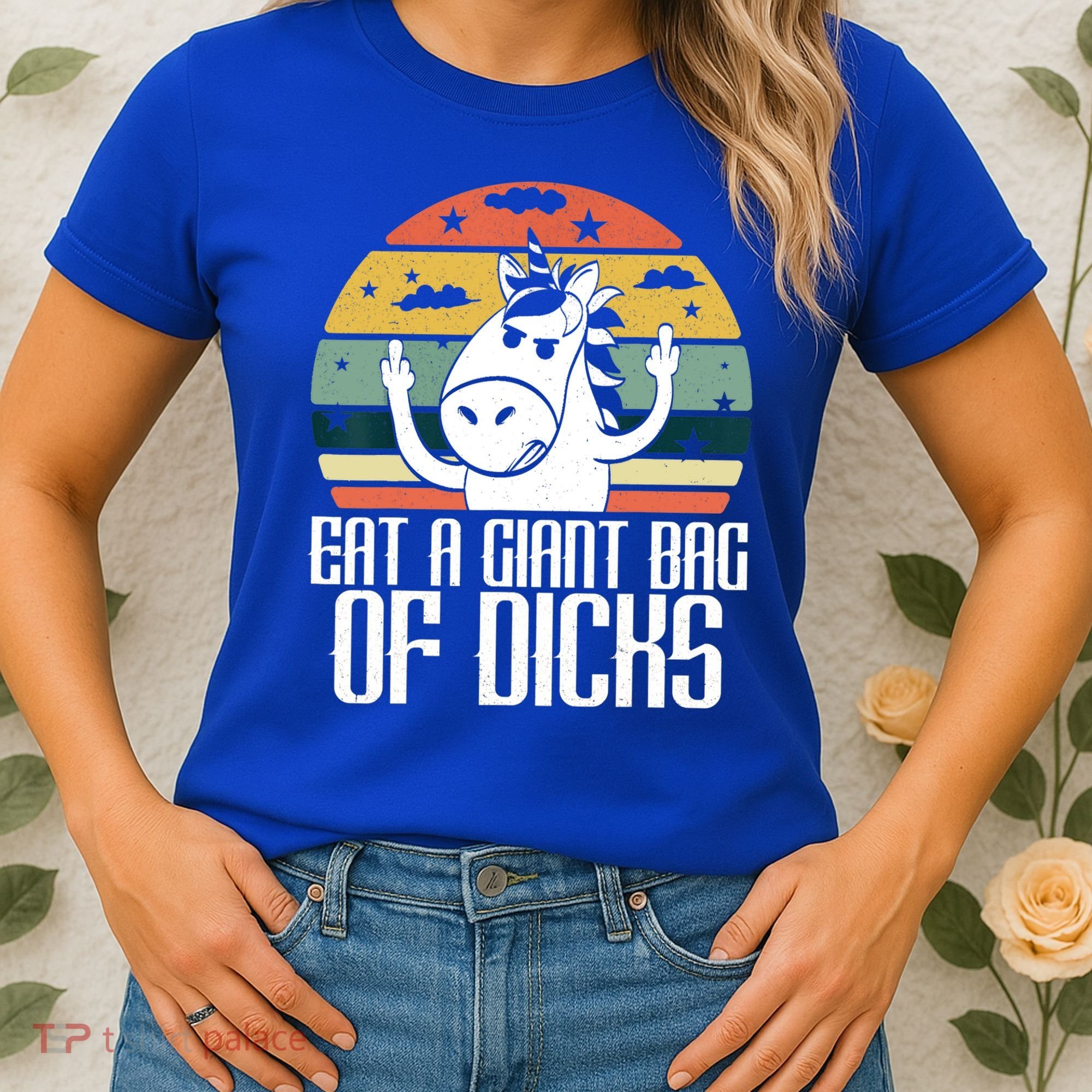 Funny Eat A Giant Bag Of Dicks Gift Funny Unicorn Apparel Item Gift Women's T-Shirt