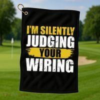 Funny Electrician Art For Electricity Gag Electrician Golf Towel thumb 1