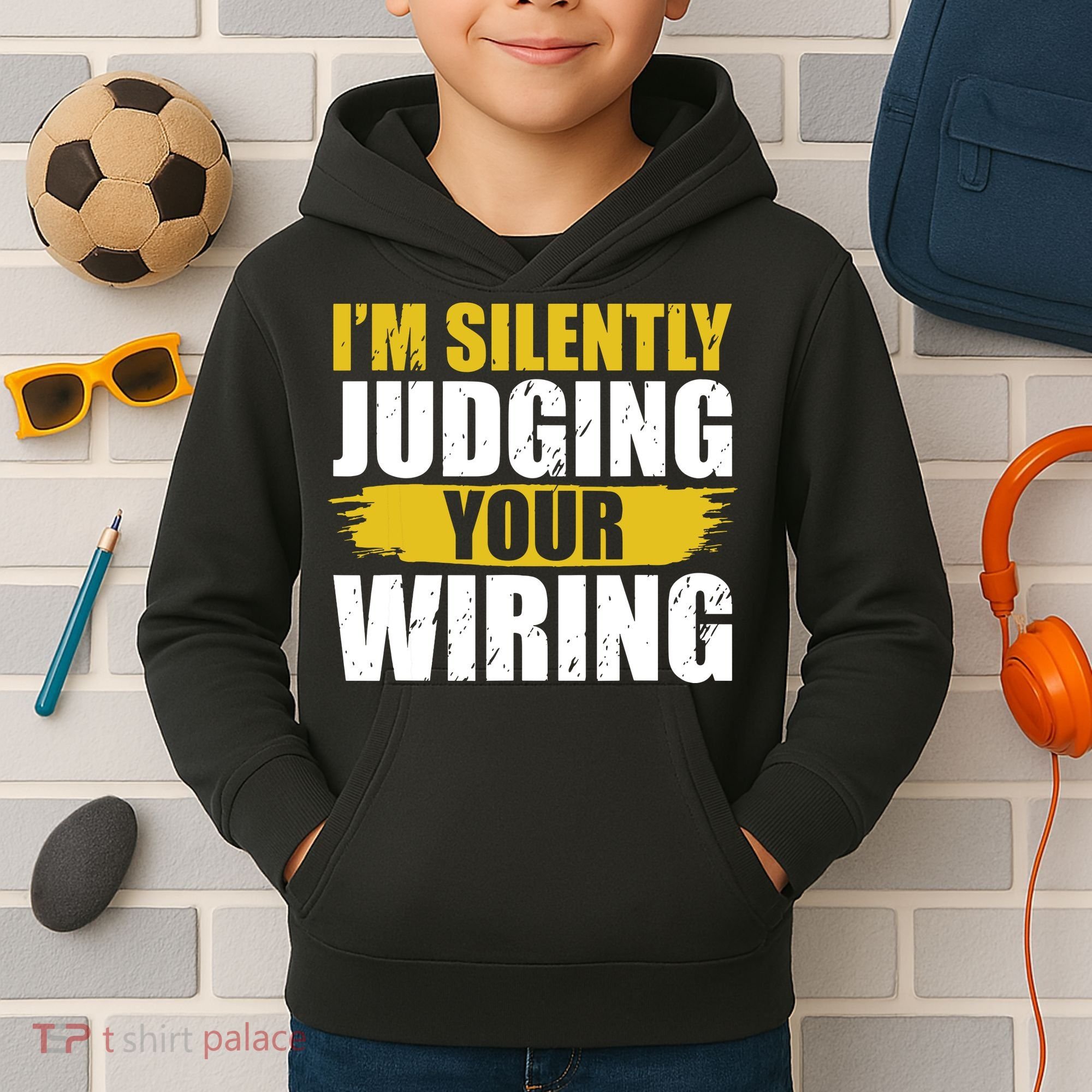 Funny Electrician Art For Electricity Gag Electrician Kids Hoodie