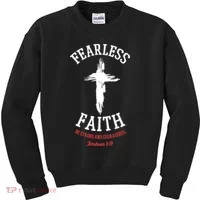 Fearless Faith Be Strong And Courageous Kids Sweatshirt thumb 0