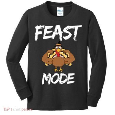 Feast Mode Thanksgiving Turkey Biceps Kids Long Sleeve Shirt