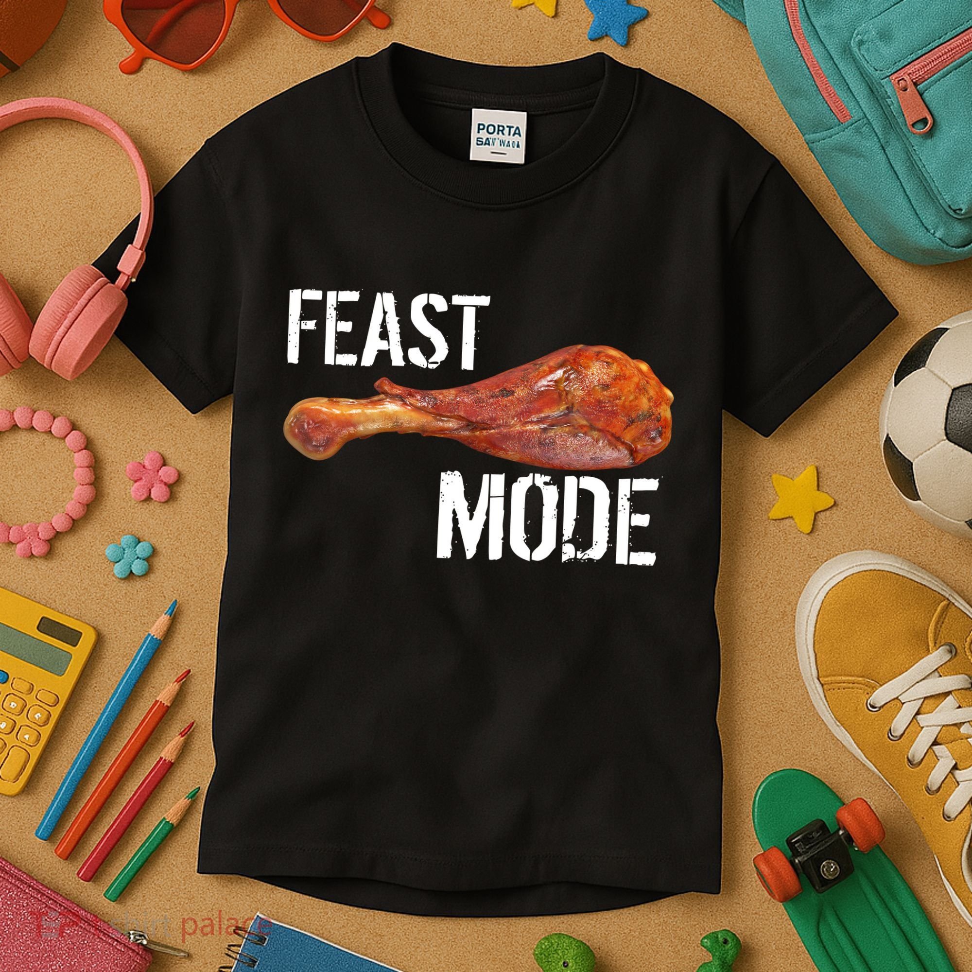 Feast Mode Thanksgiving Turkey Leg Kids T-Shirt