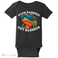 Funny Even Baddies Get Saddies Frog Baby Bodysuit thumb 0