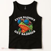 Funny Even Baddies Get Saddies Frog Tank Top thumb 2