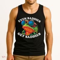 Funny Even Baddies Get Saddies Frog Tank Top thumb 3