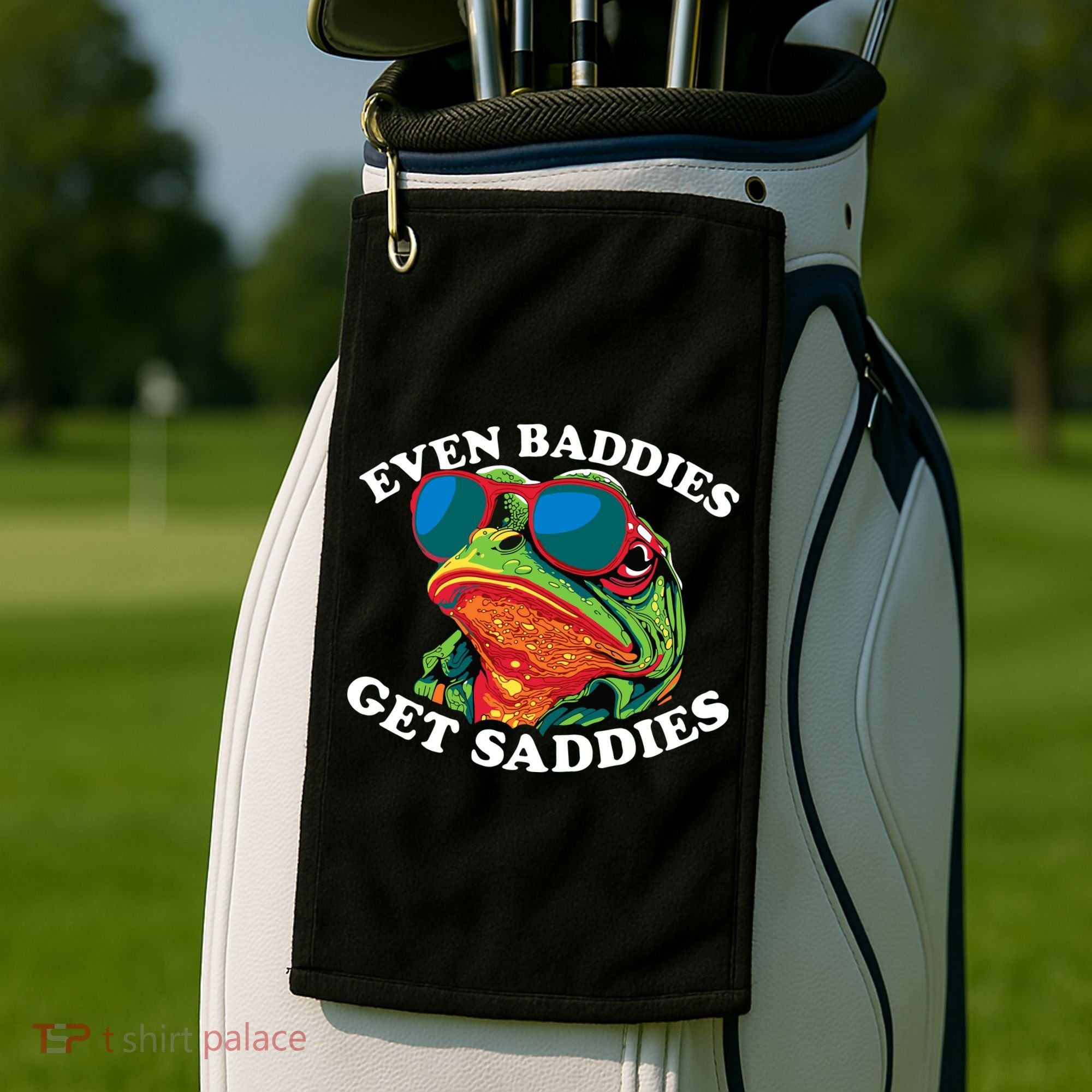 Funny Even Baddies Get Saddies Frog Golf Towel