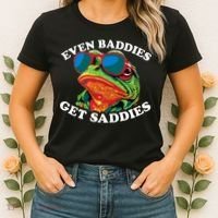 Funny Even Baddies Get Saddies Frog Women's T-Shirt thumb 2