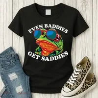 Funny Even Baddies Get Saddies Frog Women's T-Shirt thumb 3