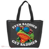 Funny Even Baddies Get Saddies Frog Tote Bag thumb 0