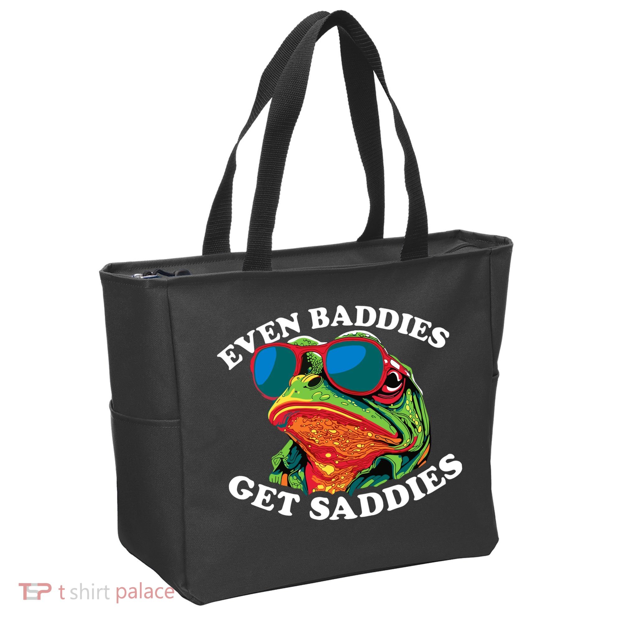 Funny Even Baddies Get Saddies Frog Tote Bag