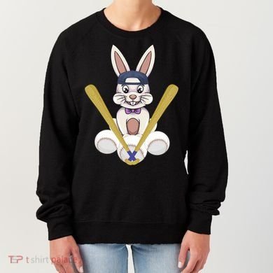 Funny Easter Bunny With Baseball Cap Baseball Lover Pitcher Funny Gift Women's Sweatshirt